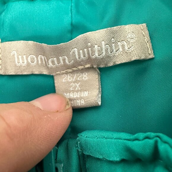 Woman Within Womens Plus Size Puffer Vest 2X Teal Green Zip-Up Sleeveless - Picture 3 of 5